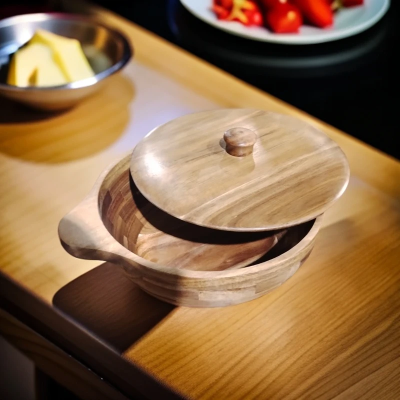 木制和面盆不粘手工制作家用大直径水果盆