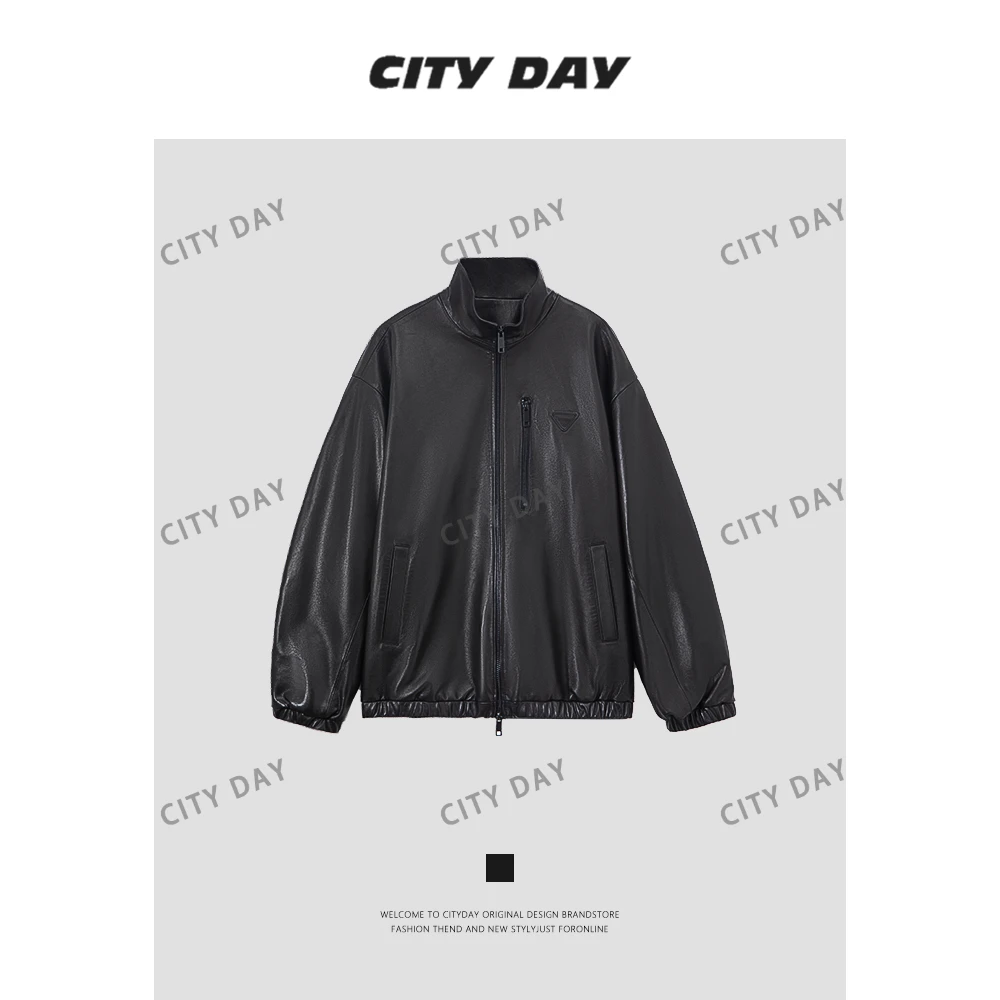 CityDay 【楠哥】高奢收藏系列 100绵羊皮皮衣 细腻光泽感夹克 7755