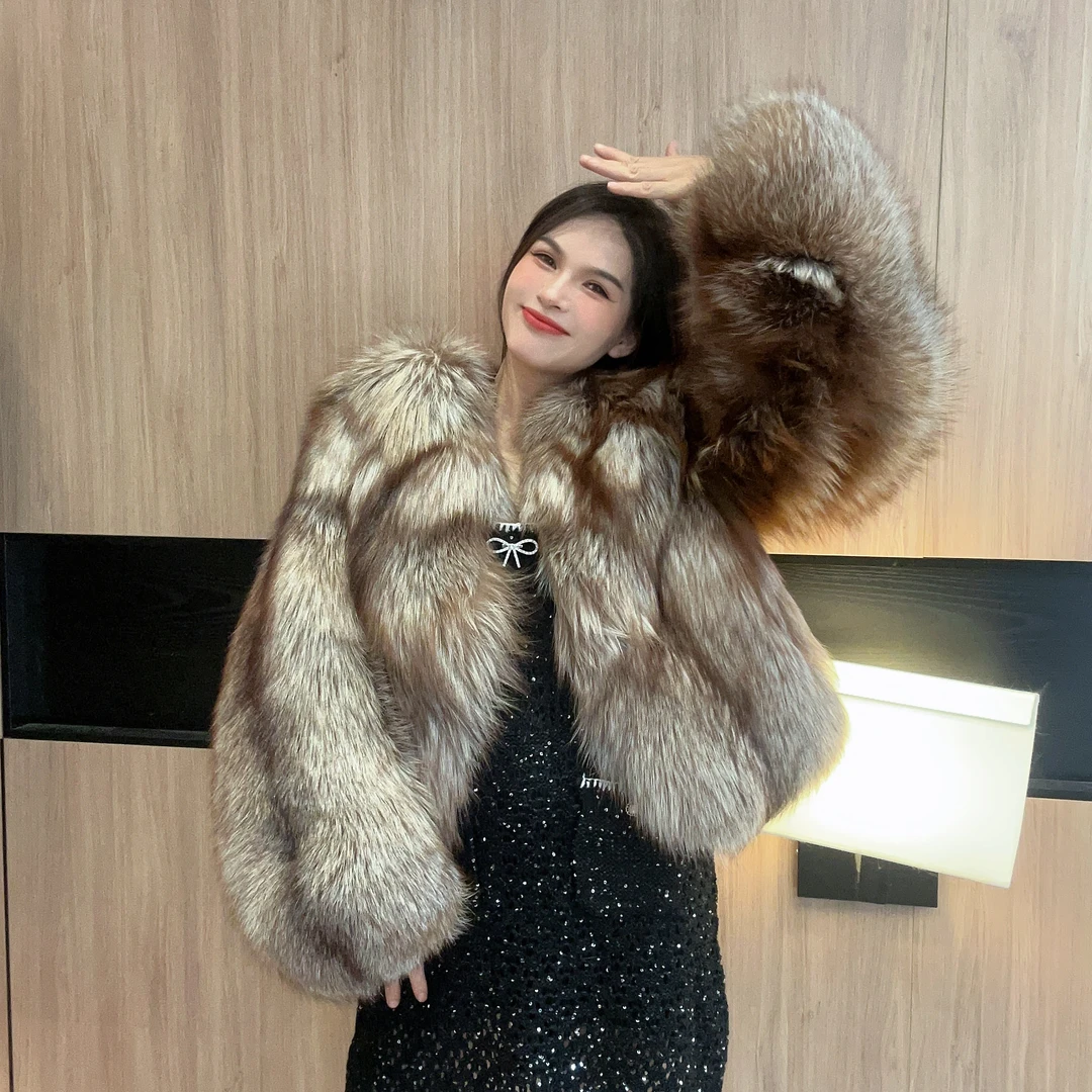 2024新款 水晶狐本色狐狸毛 整皮 皮草外套女短款