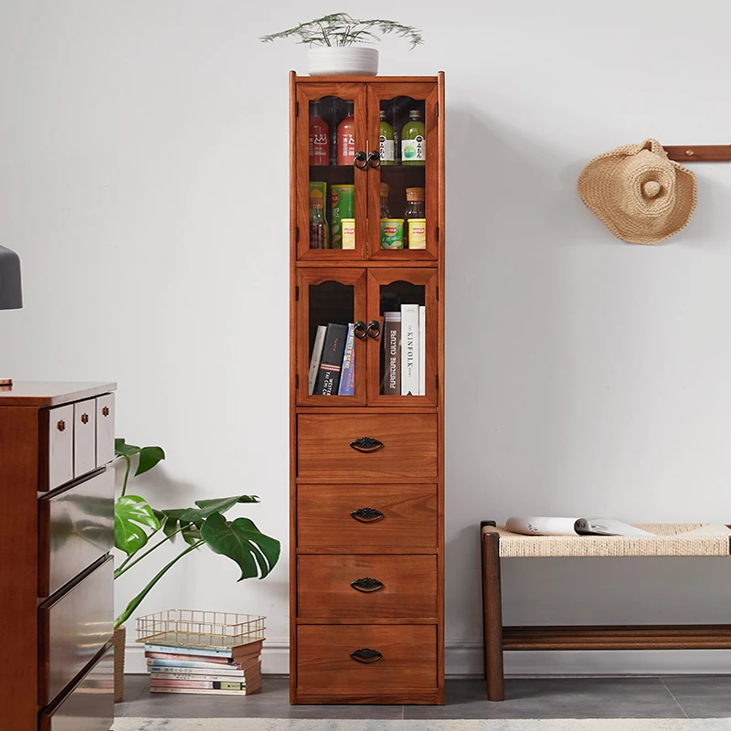 实木窄缝收纳柜客厅多层缝隙置物柜立柜窄柜整理柜家用夹缝储物柜