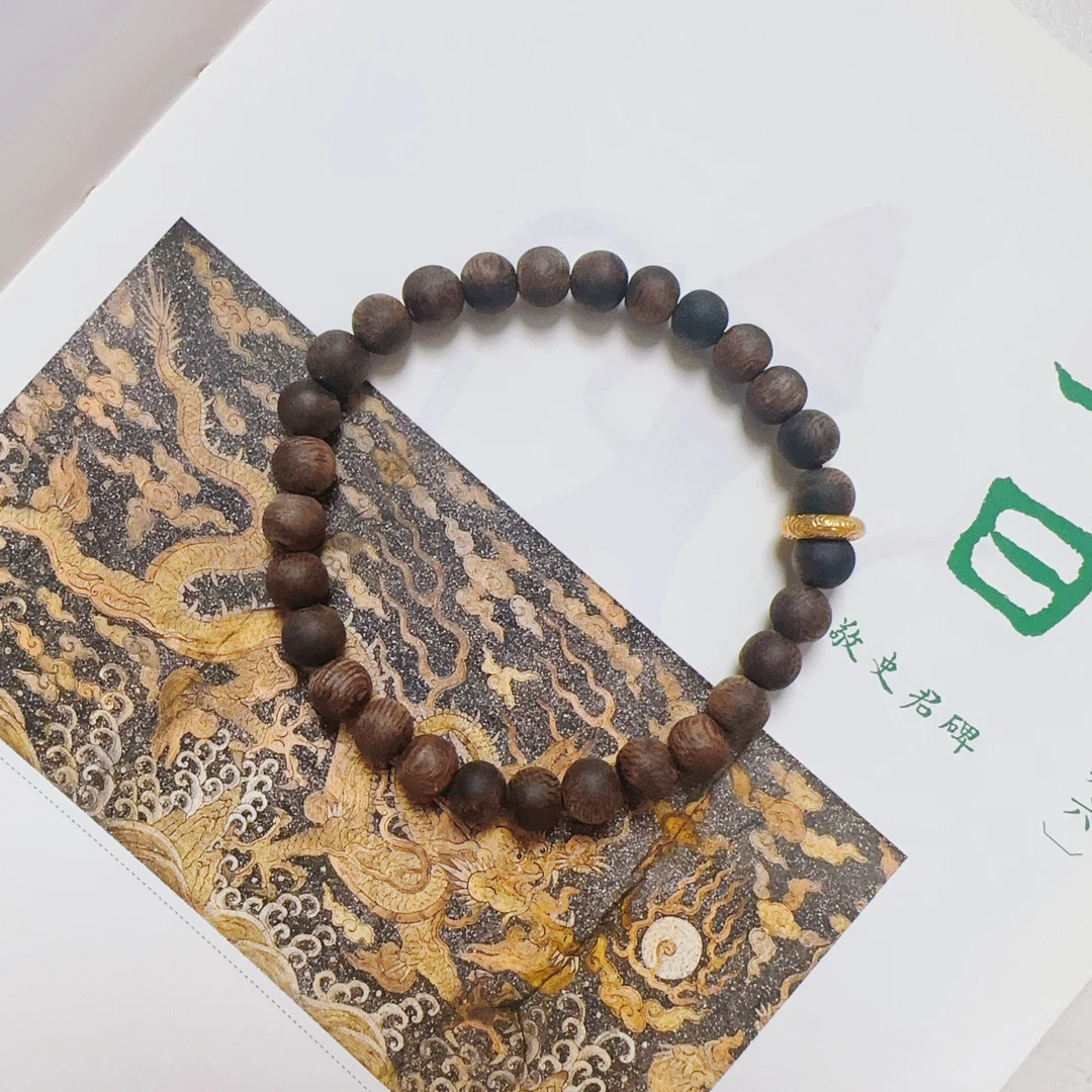 【沉水级】(18k)奇楠沉香圆珠单圈手串