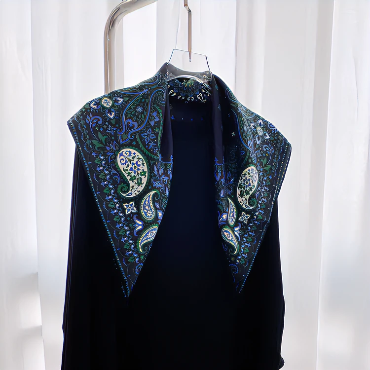 浪漫紫真丝丝巾女春秋桑蚕丝65cm方巾大方气质时尚围巾披肩百搭