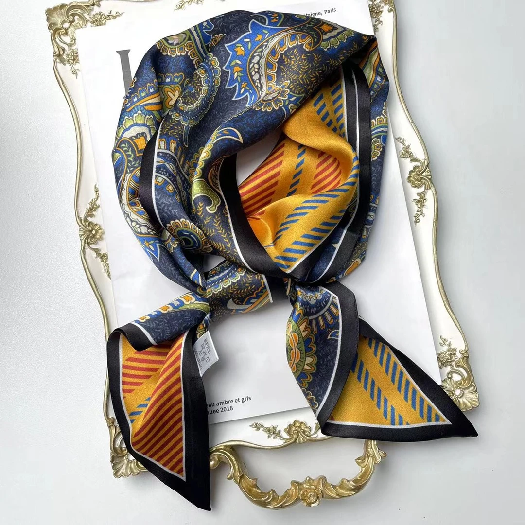 【斜角双面腰果】百搭真丝桑蚕丝丝巾飘带束发带缠绑包丝带装饰领巾