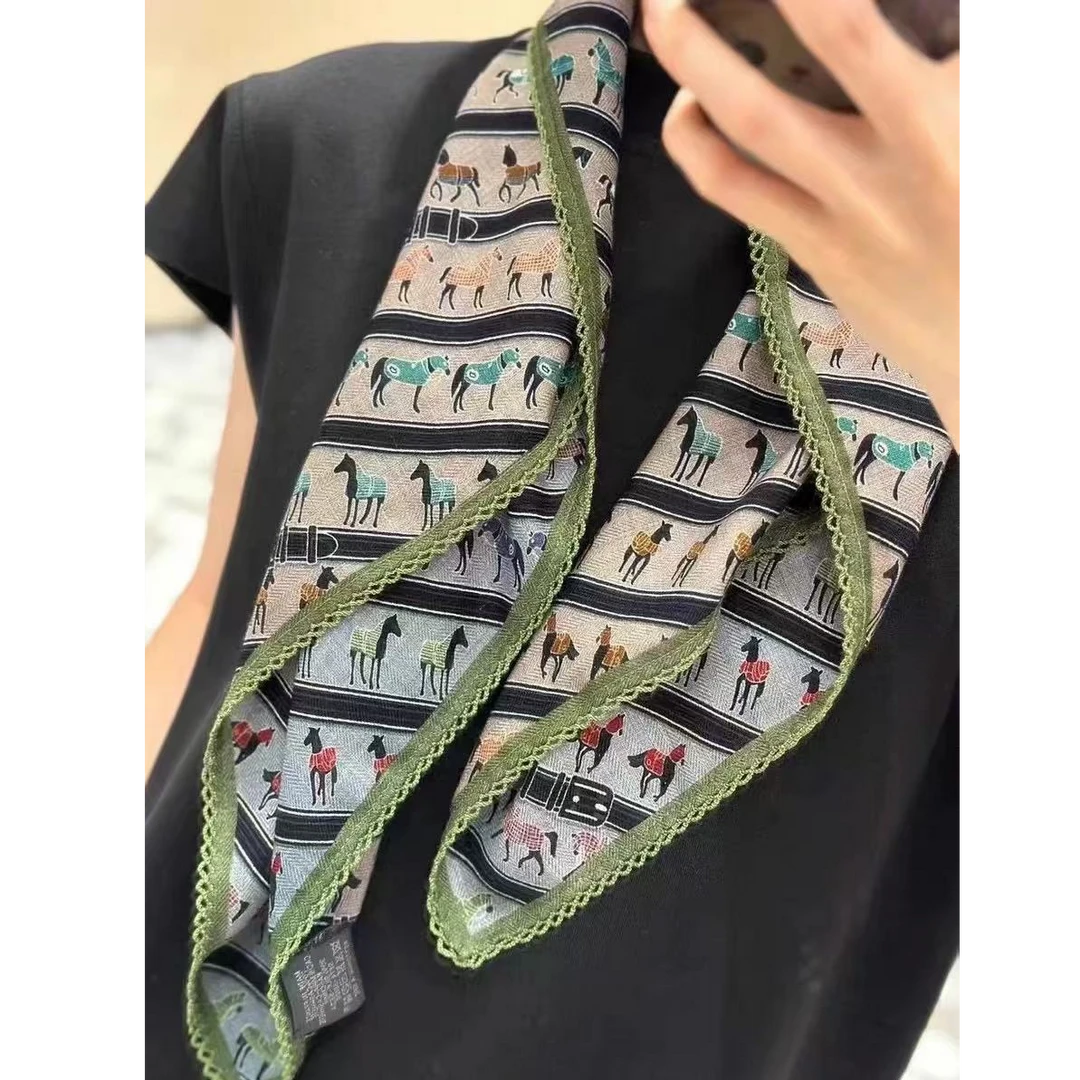 【骏马列队】65cm逐梦鸟桑蚕丝羊毛混纺轻奢时尚中方巾双面双色围巾