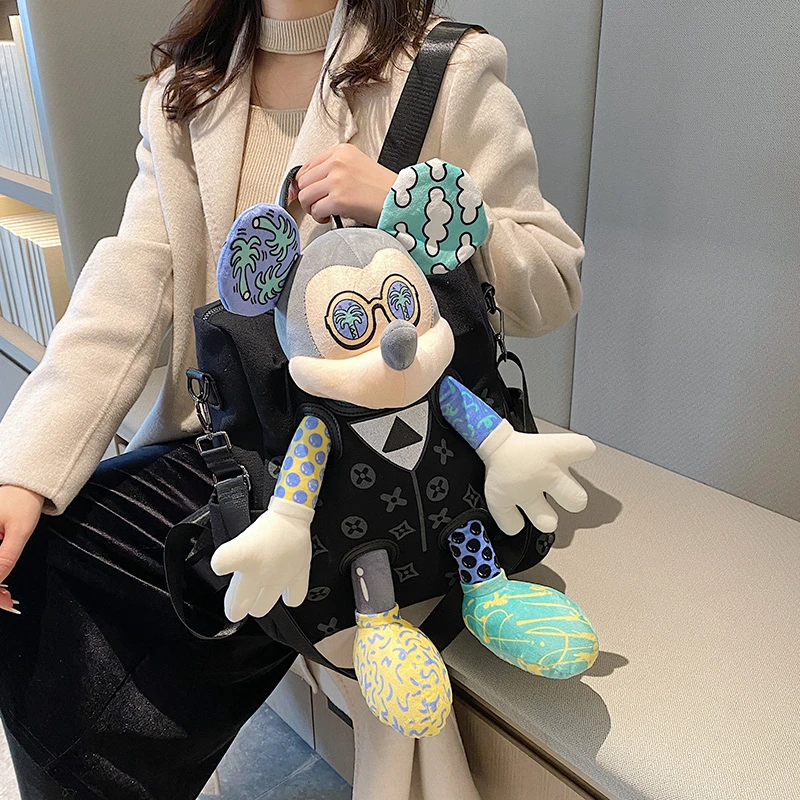 网红潮流米奇双肩包个性时尚卡通休闲百搭少女学生可爱双肩包女