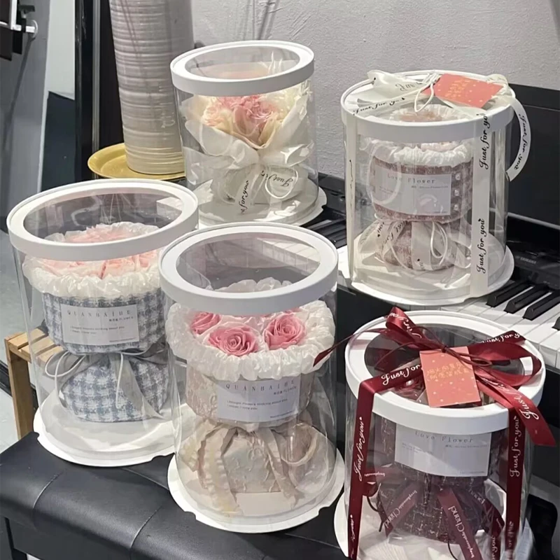 礼物盒生日透明鲜花流体熊包装盒精致大号礼品盒高级感透明礼品盒