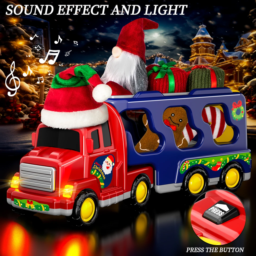 大号儿童玩具车带灯收纳工程车消防车男孩惯性回力汽车圣诞节礼物