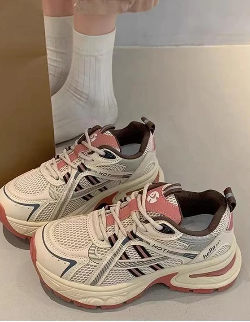 双网面透气老爹鞋春夏新款时尚百搭厚底增高女板鞋13919