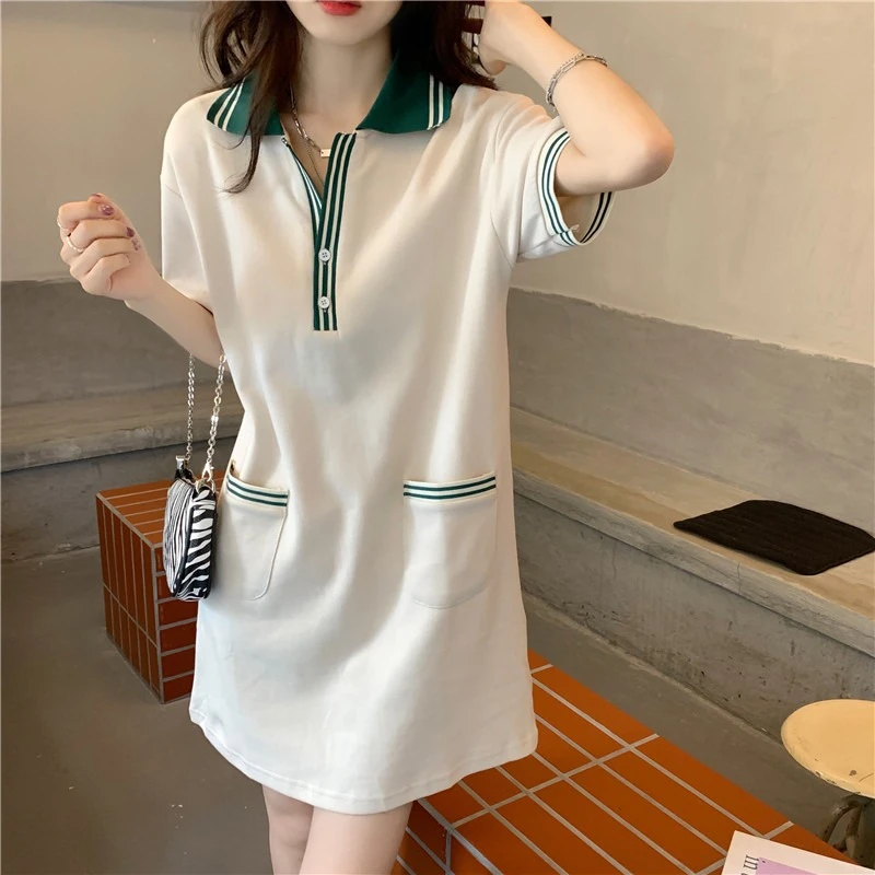 宽松连衣裙夏季新款韩版设计感小众减龄时尚洋气小个子休闲polo裙