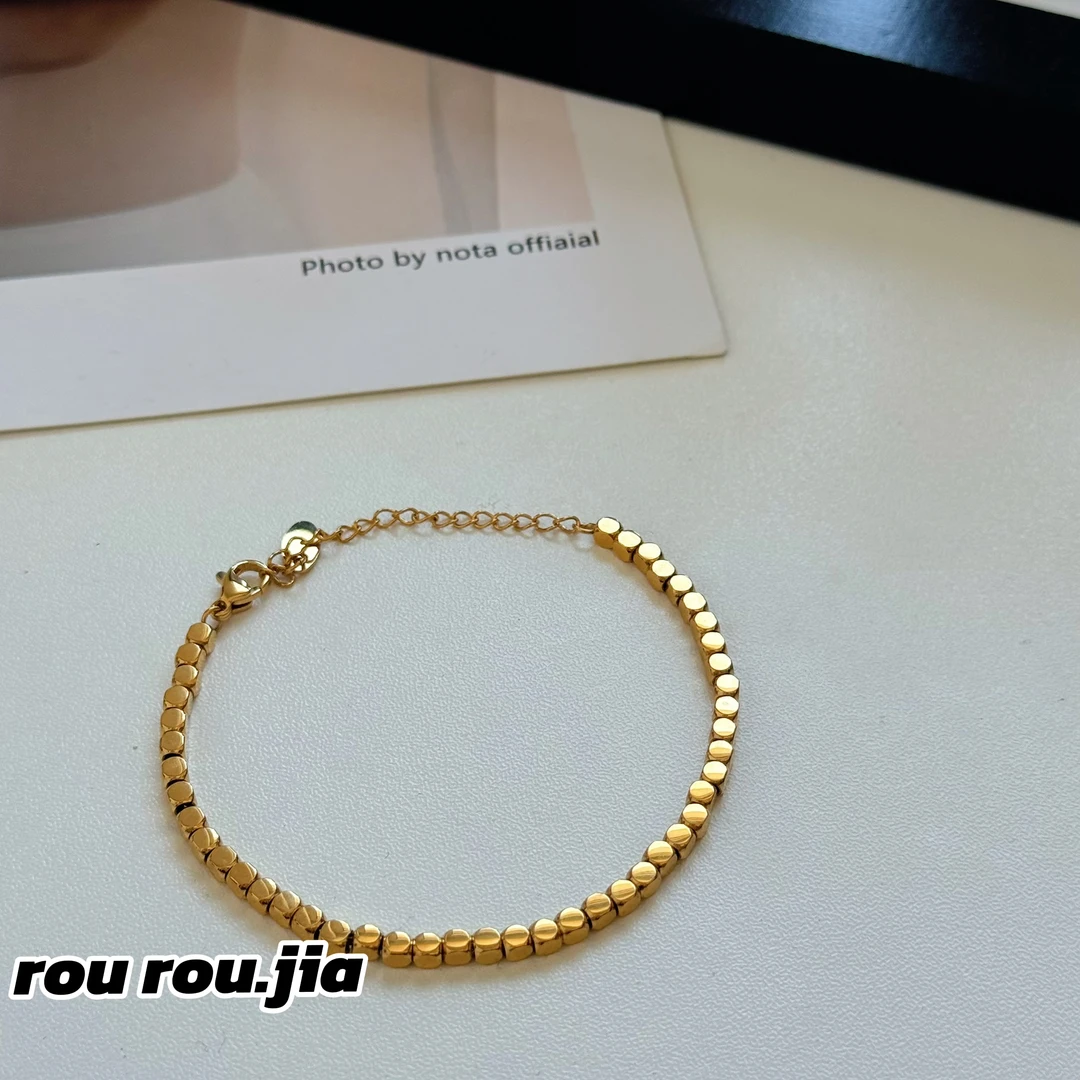 钛钢手链 碎银子小方块手链 高级感小众新款手链