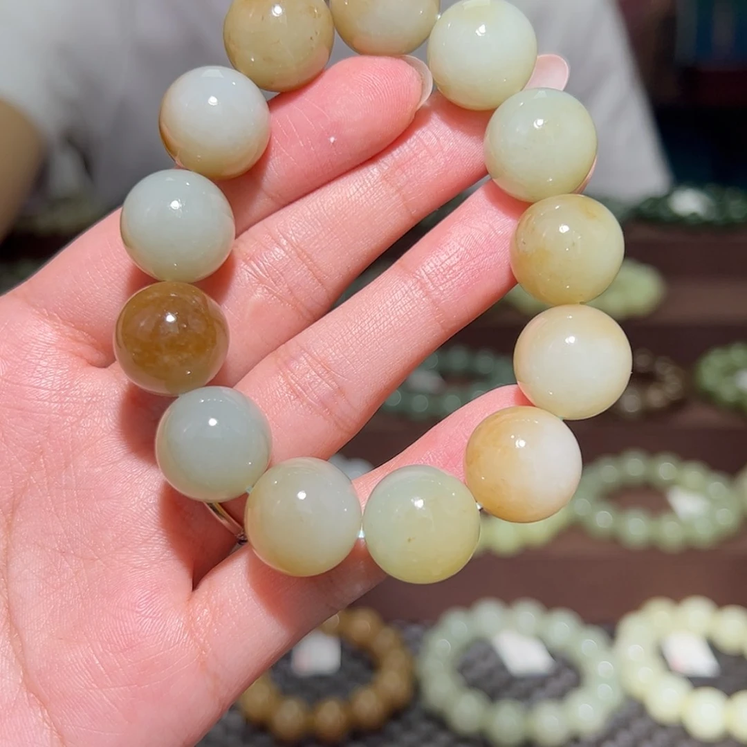 【闪购商品】和田玉手串未镶嵌042新疆且末带糖16mm