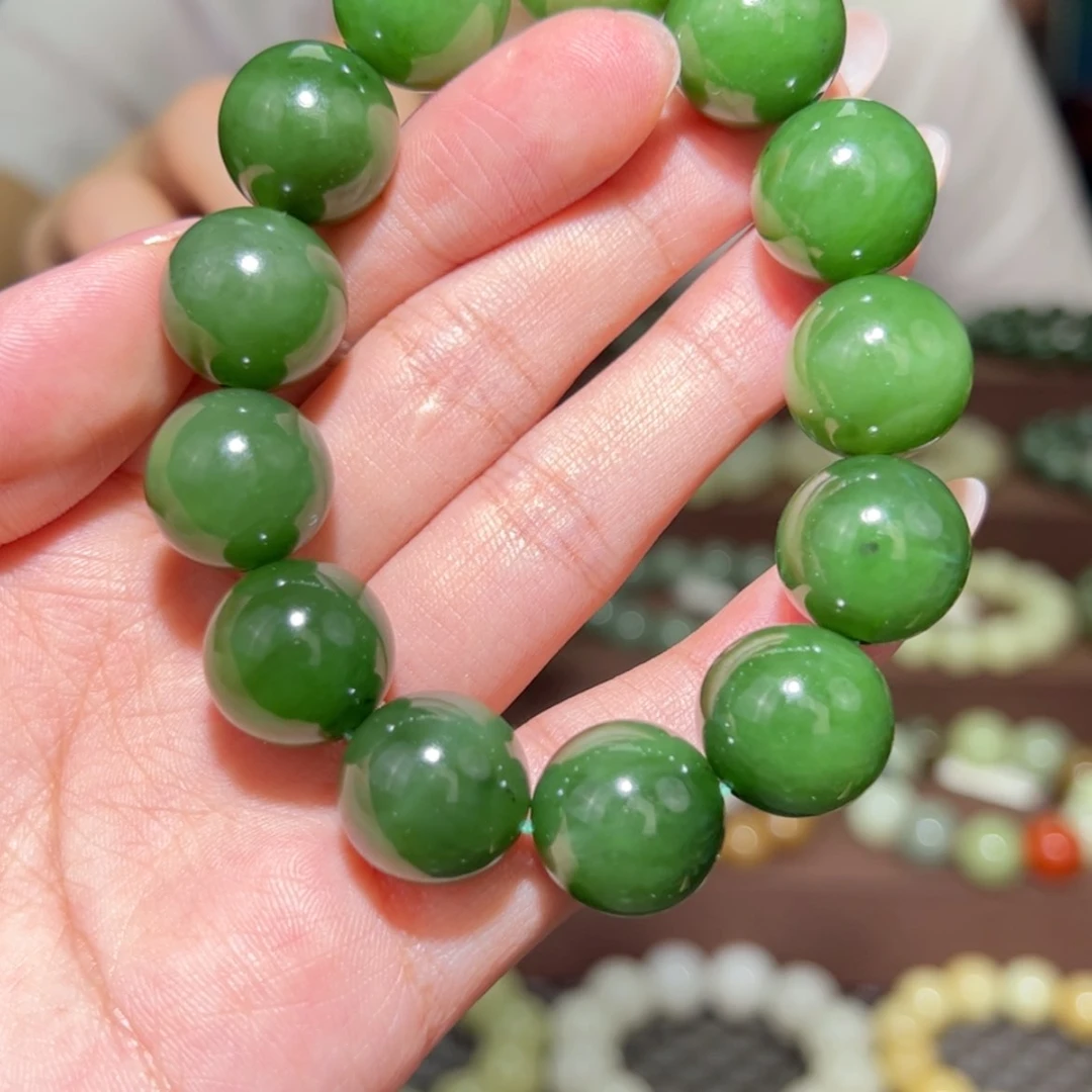 【闪购商品】和田玉手串未镶嵌003俄料碧玉16mm