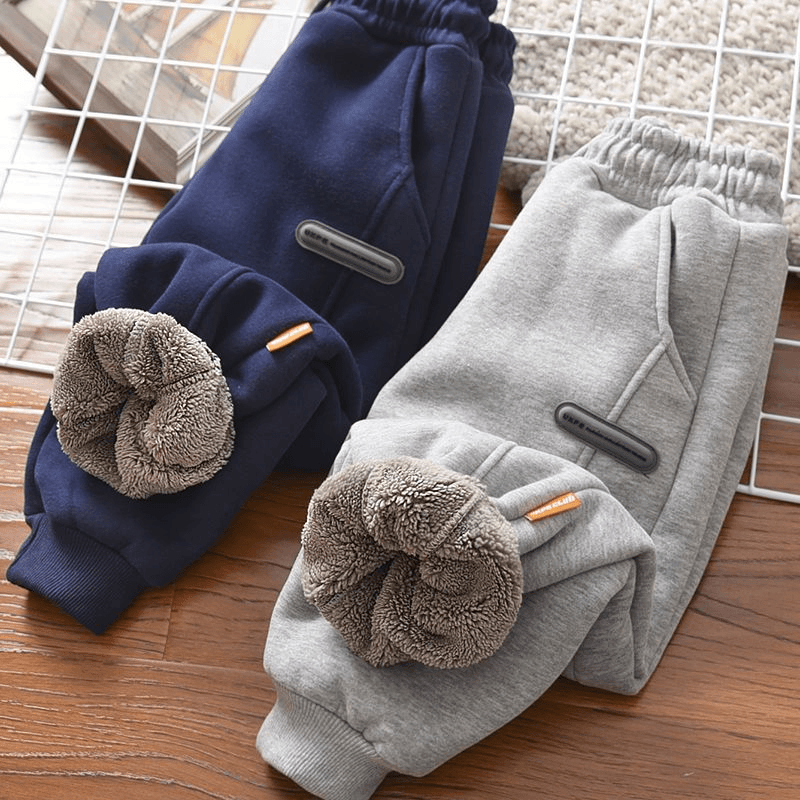 男童加绒裤子冬季中大童男孩加厚卫裤休闲儿童装运动长裤网红潮流