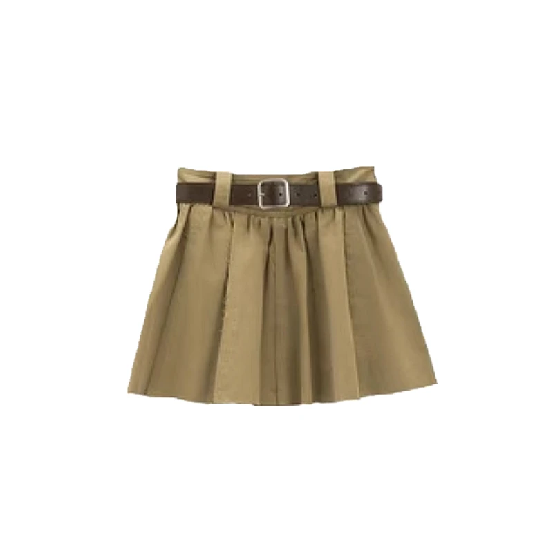 【三三】高腰牛仔百褶裙夏季纯色半身裙A字裙短裙