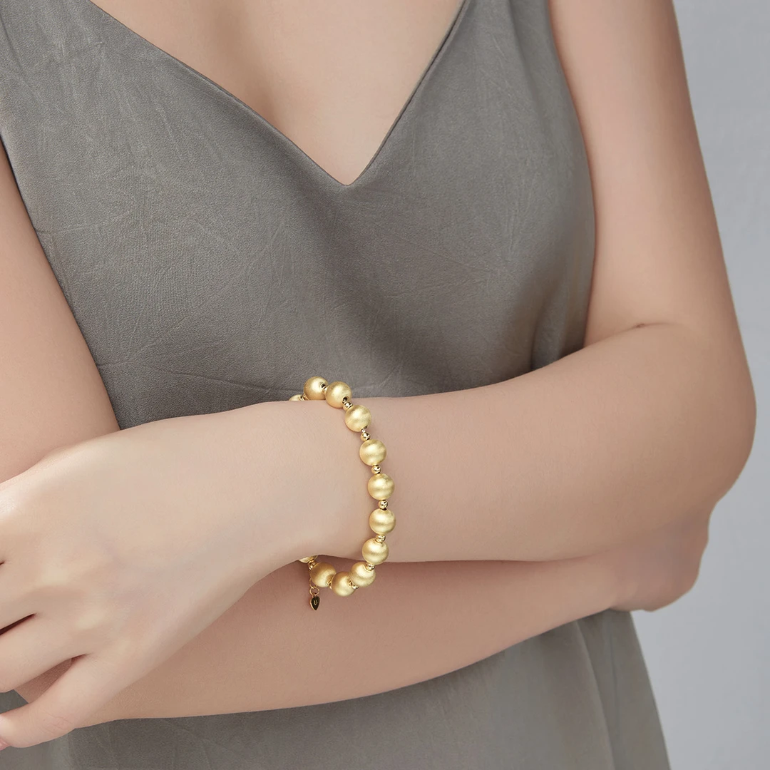 925银手链 S925银手链女高级感拉丝圆珠珠串猫眼闪耀叠戴欧美气质