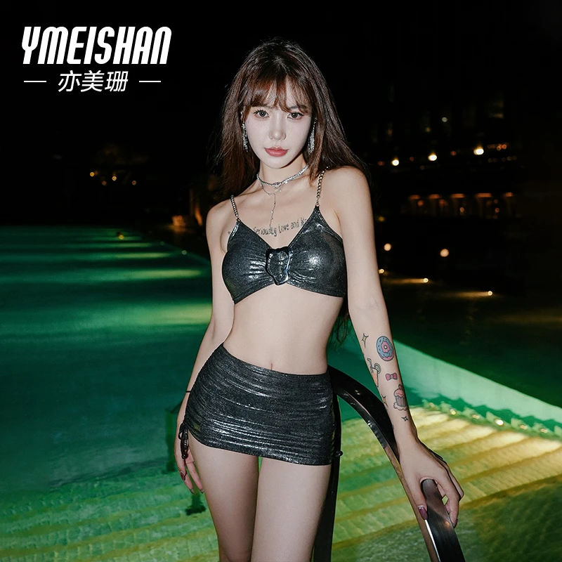 亦美珊【玻璃美人】比基尼辣妹性感夏季包臀露背纯欲风时尚度假泳衣