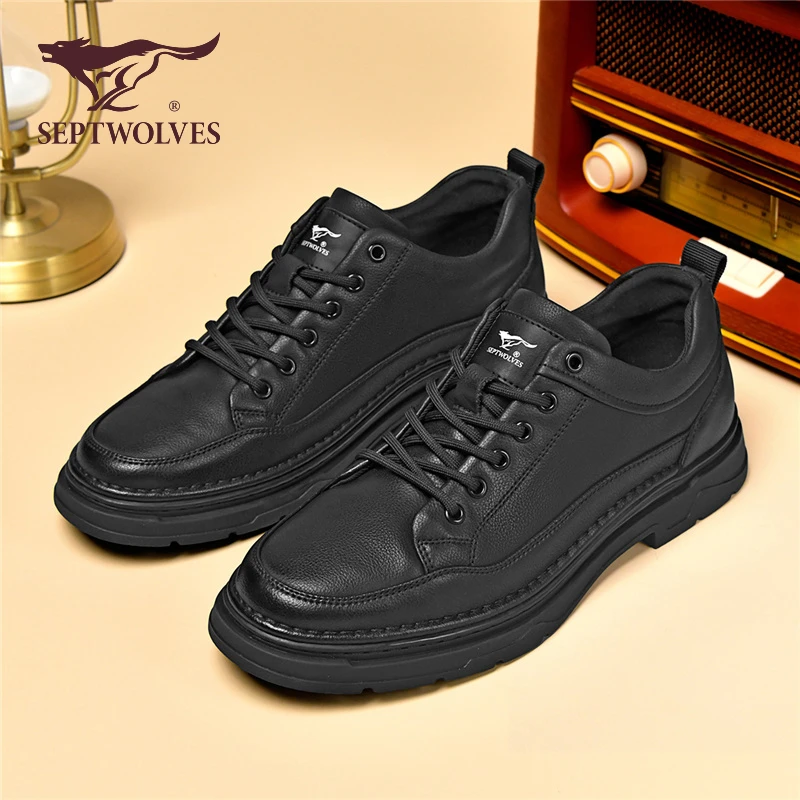 七匹狼男士工装鞋2025新款秋冬商务休闲皮鞋百搭厚底增高鞋子男鞋