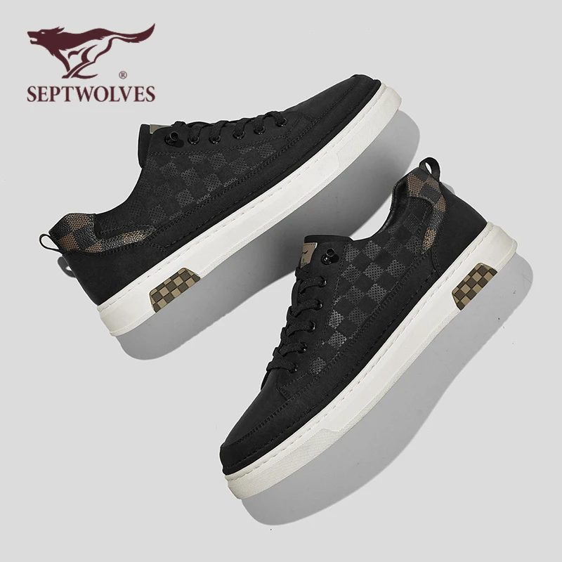七匹狼男鞋秋冬2025新款帆布鞋棋盘格休闲鞋透气薄款一脚蹬乐福鞋