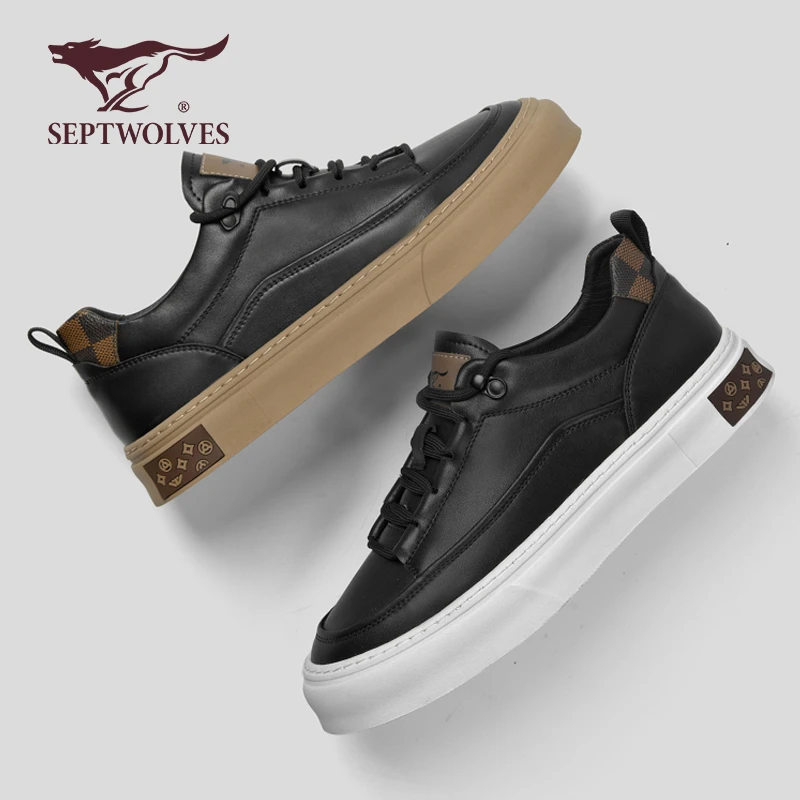 七匹狼秋冬板鞋男士2025新款休闲皮鞋官方正品加绒保暖鞋子男潮鞋