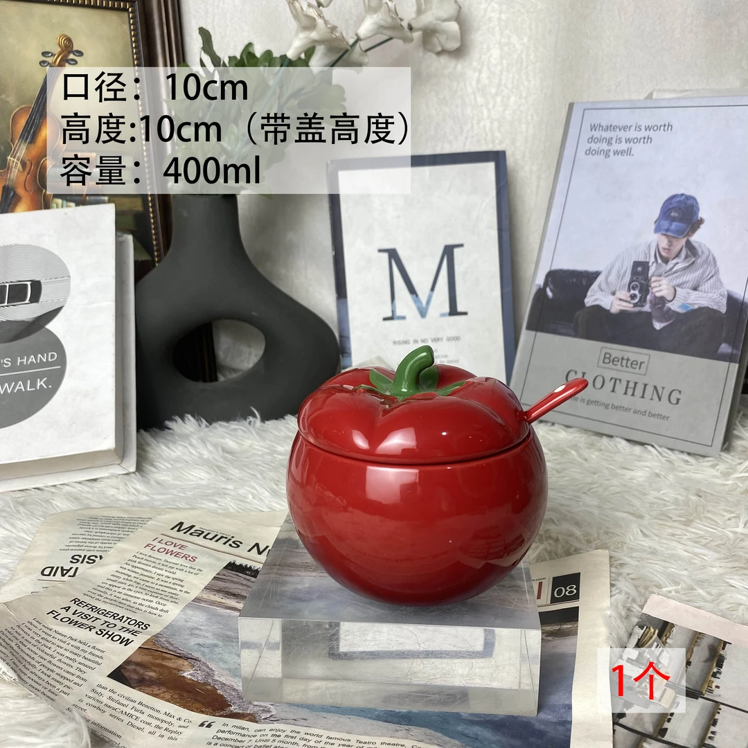 陶瓷手工手绘400ml番茄调料罐