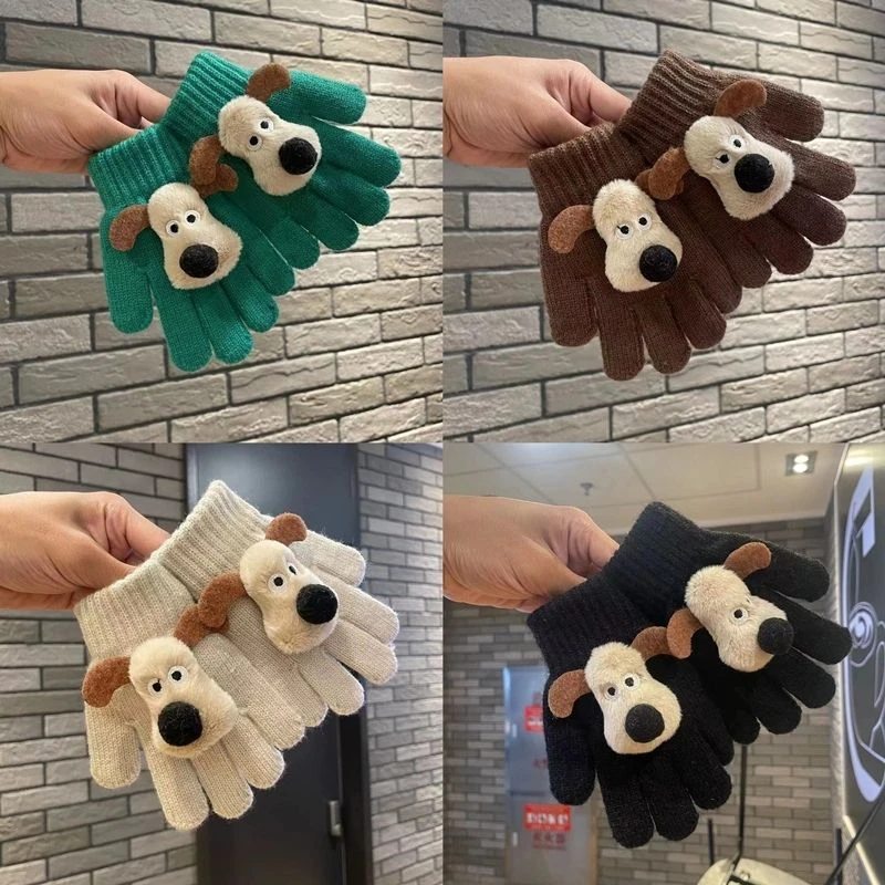 儿童手套男童毛线针织手套冬天卡通小狗女童保暖防冻宝宝分指套潮