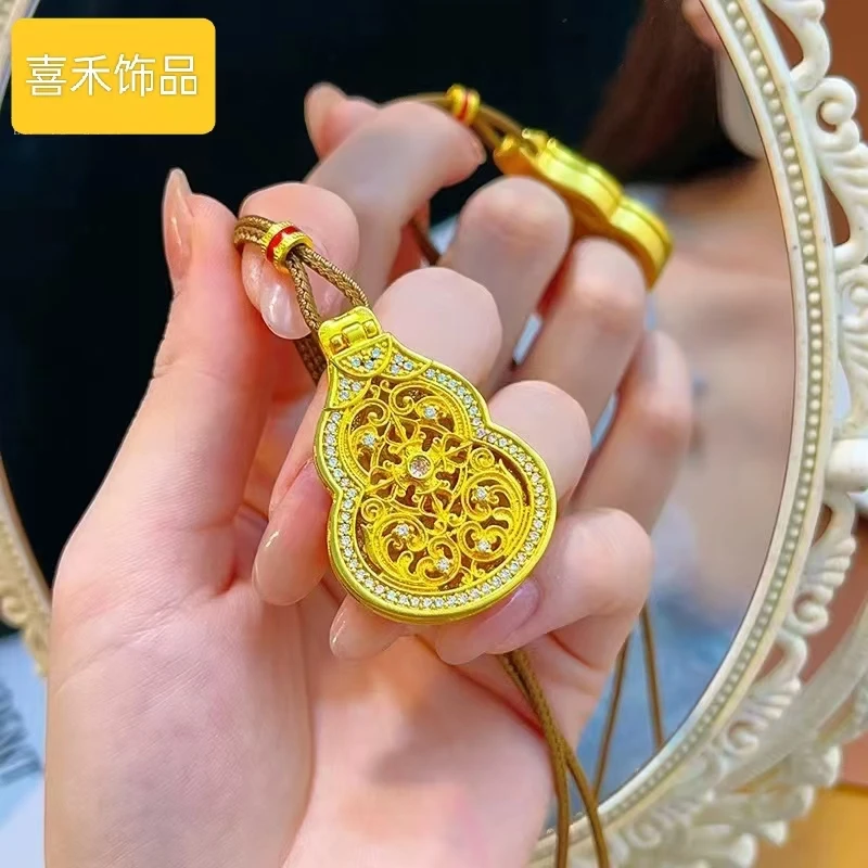 合金项链 新中式轻奢花丝葫芦项链可开合项链