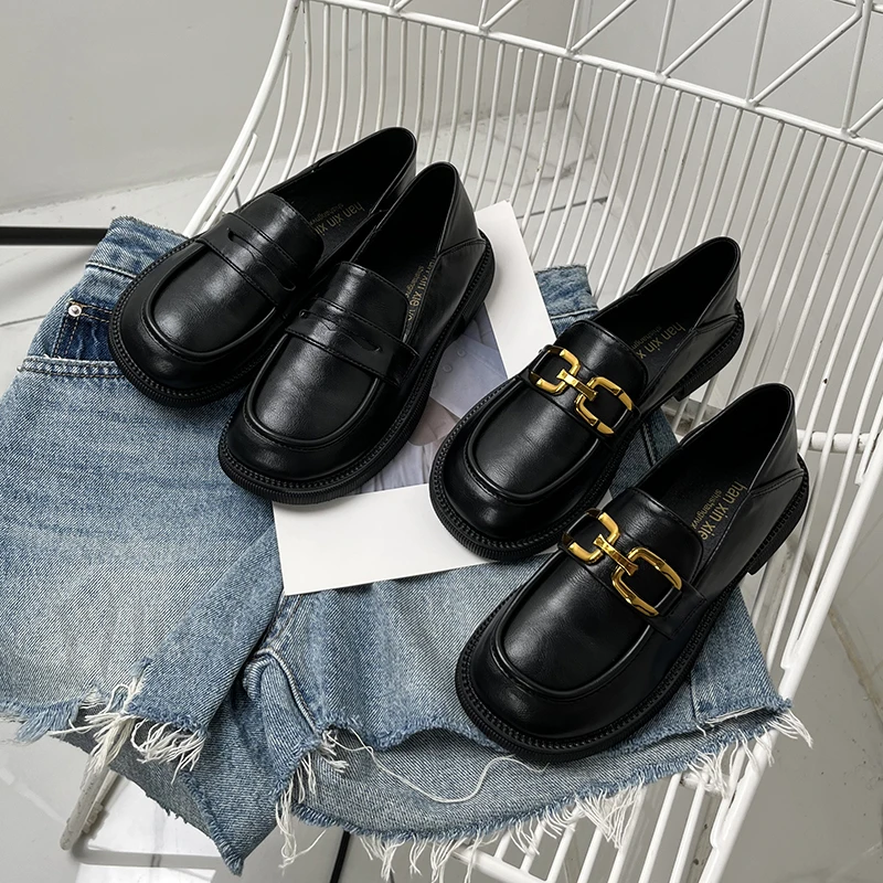 复古小皮鞋女2024新款英伦风百搭软底软面乐福鞋配裙子学生鞋单鞋