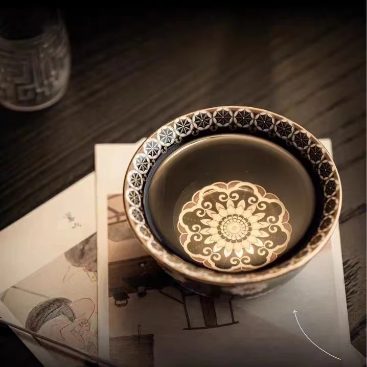 圣藏郑金发•乌金釉向阳花主人杯高端主人杯功夫茶杯