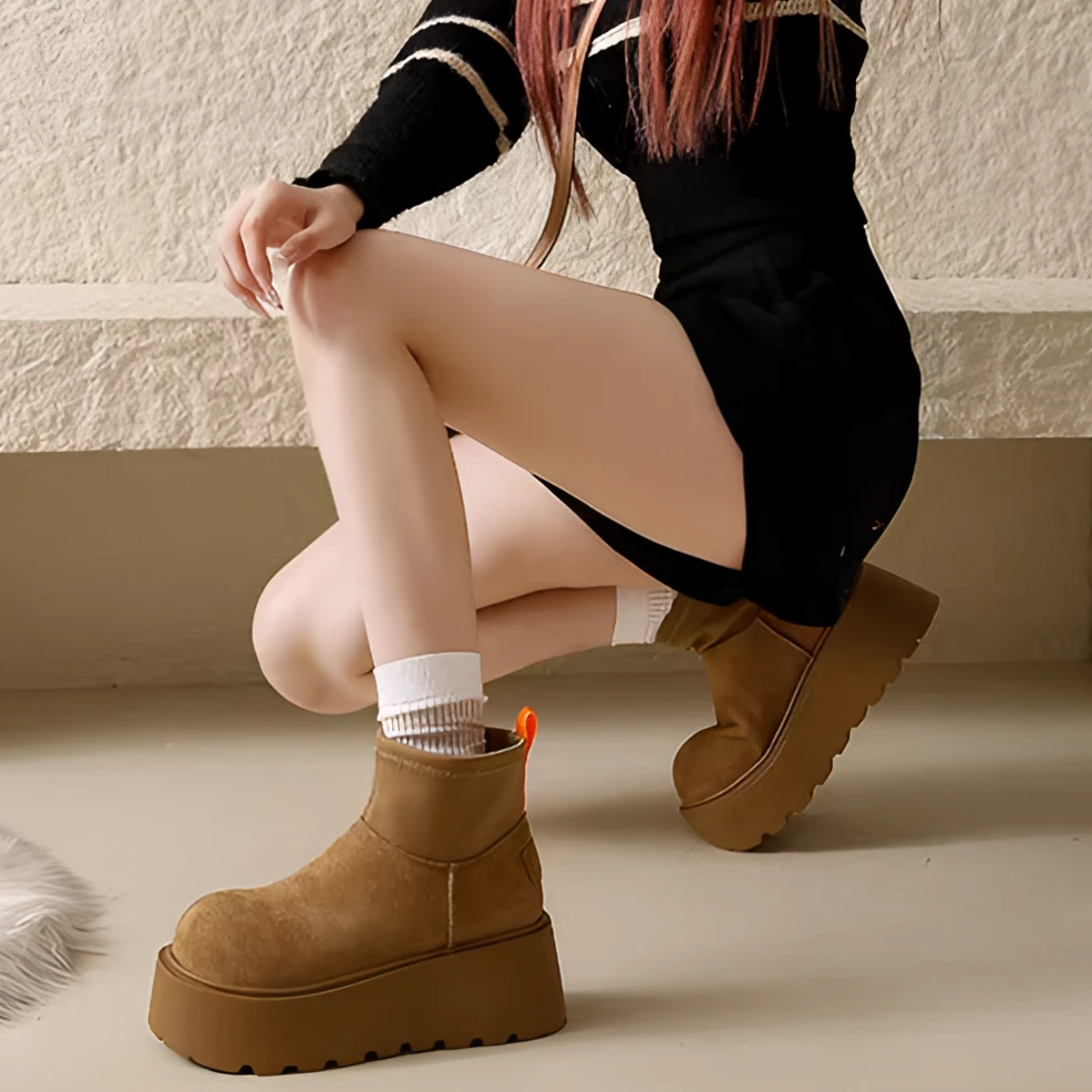 保暖防滑雪地靴（B05）厚底增高加绒迪普靴棉鞋显瘦短靴新疆包邮