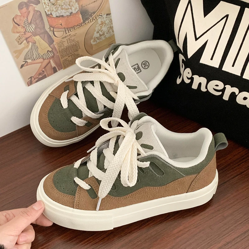 大头厚底港风面包鞋女春秋韩版复古低帮小白鞋休闲板鞋女 H970