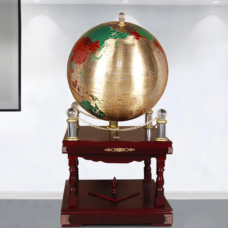 纯铜地球仪实木摆件招财乔迁庆典开业礼品落地装饰品毕业公司高档