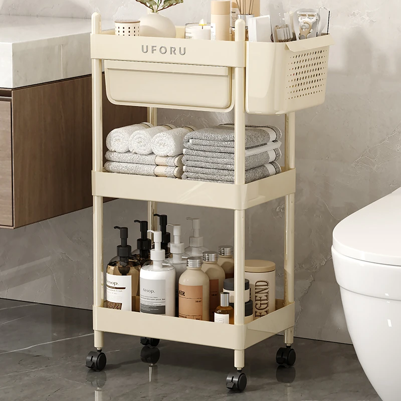 橱明星浴室置物架卫生间缝隙小推车抽屉收纳架可移动大容量整理架