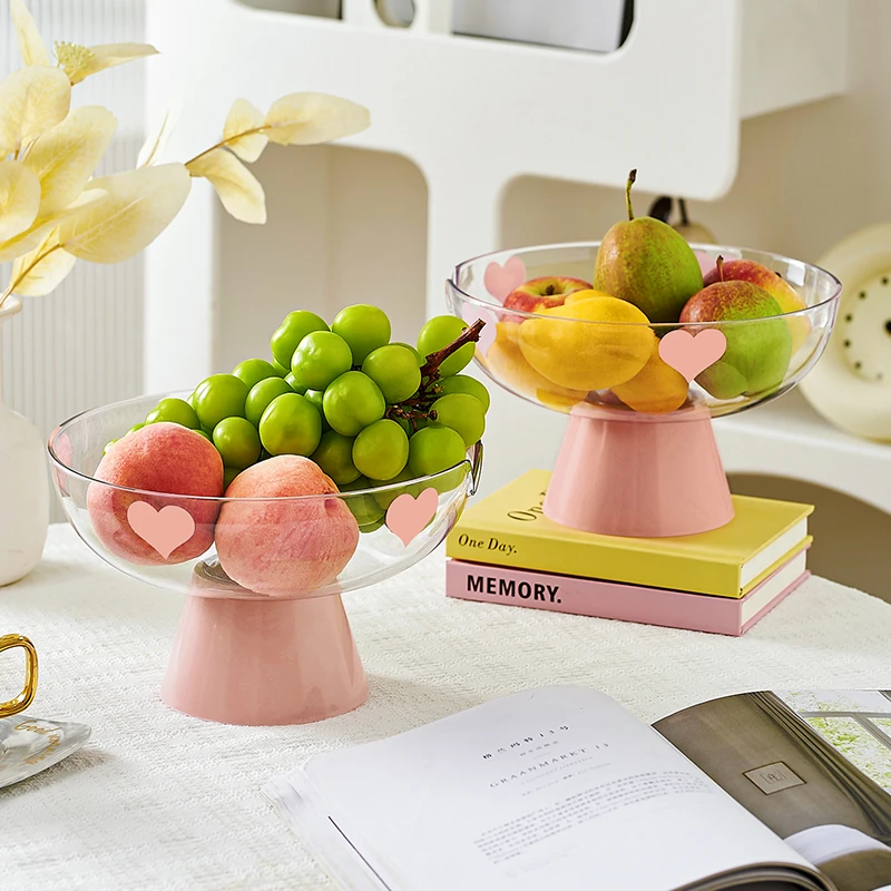 橱明星多巴胺沥水果盘家用加厚水果盘少女粉爱心果盘大容量加厚