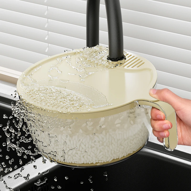 橱明星懒人淘米神器厨房洗菜盆沥水篮家用多功能洗米筛一篮多用