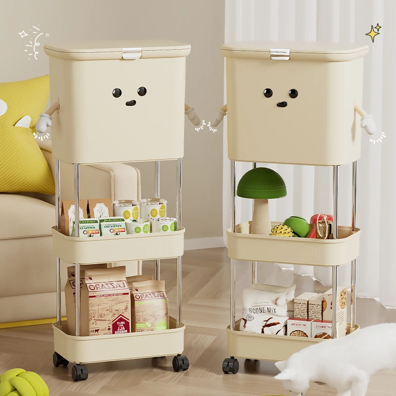 橱明星猫粮狗粮收纳桶家用夹缝宠物零食罐头置物架加厚密封储粮箱