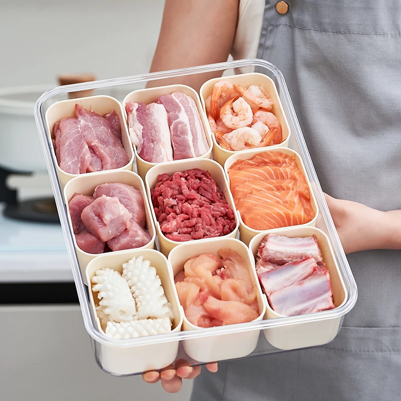 橱明星冰箱冻肉分装盒肉类冷冻专用收纳保鲜盒食物备餐分格整理盒