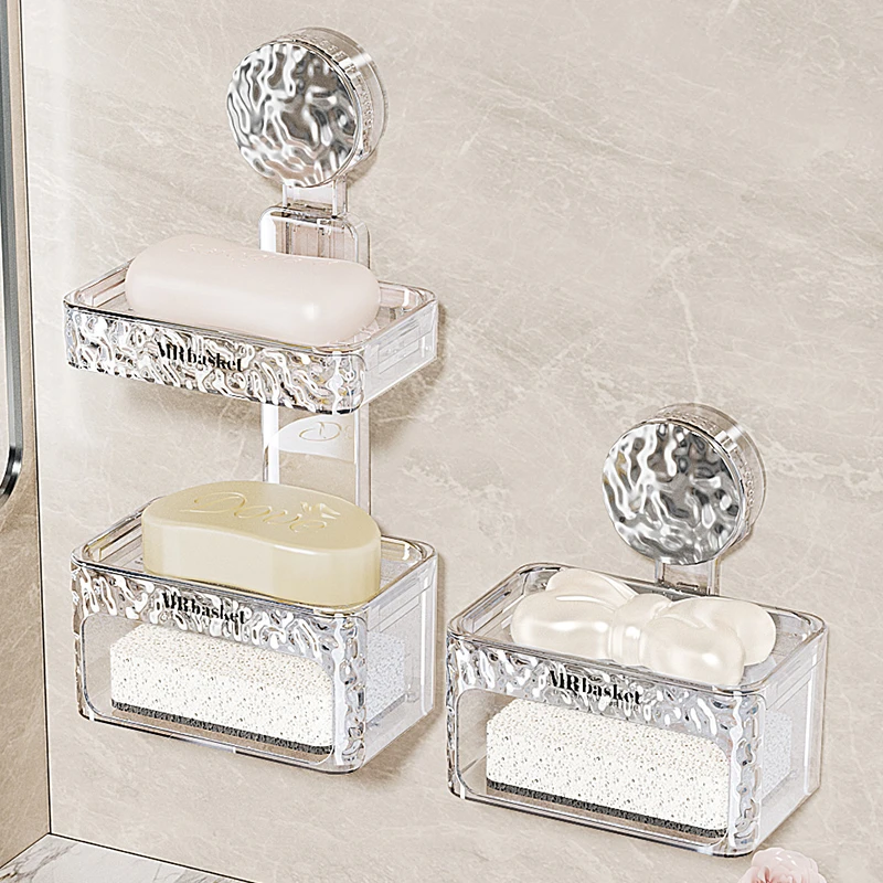 橱明星家用吸盘肥皂盒ins风高颜值镂空沥水卫生间双层肥皂收纳架