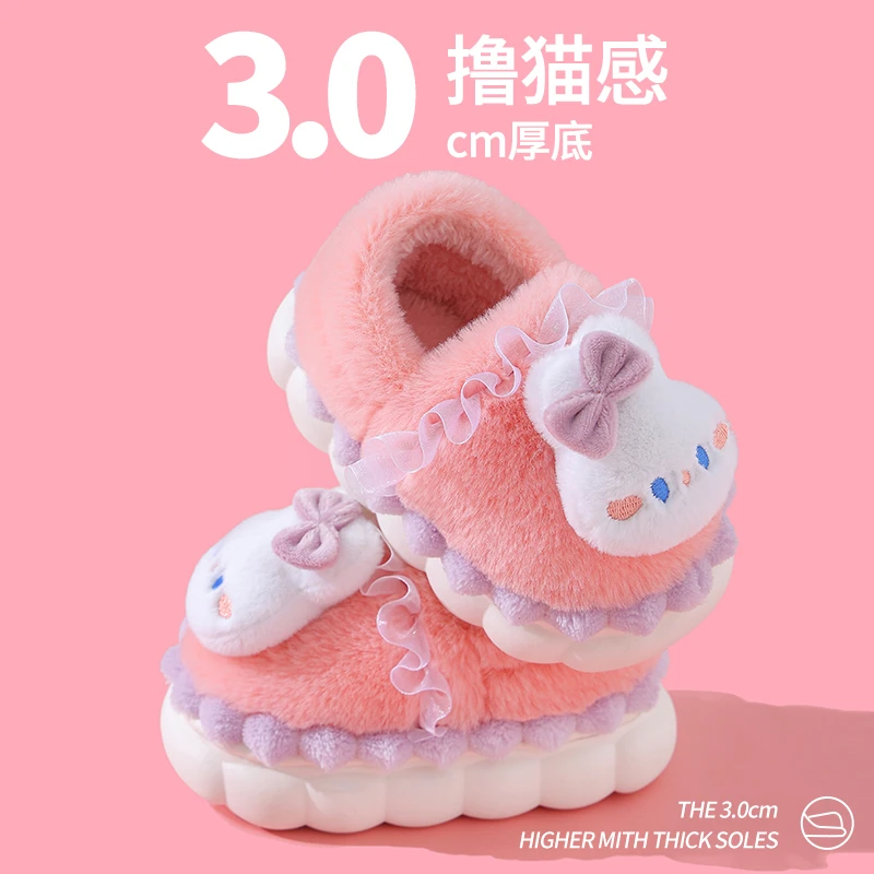 儿童拖鞋冬卡通亲子男女童室内居家居防滑保暖包头小孩宝宝棉拖鞋