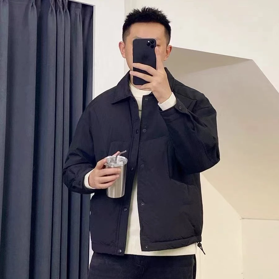 高品质轻薄羽绒服男冬季新款潮流拼接翻领外套休闲男士鸭绒夹克潮
