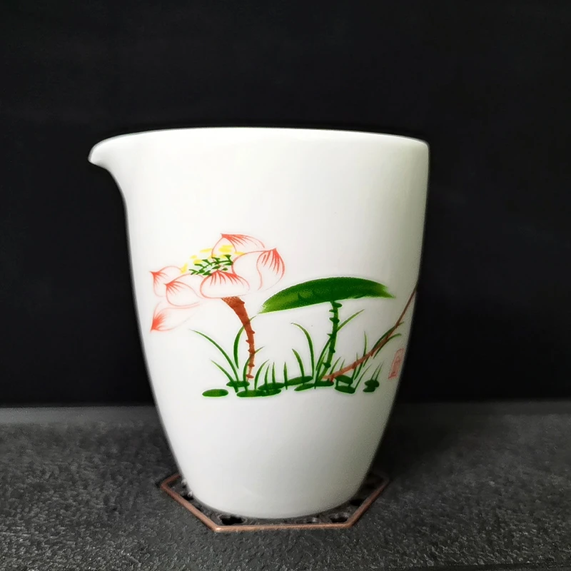 功夫茶具套装配件公道杯 办公家用陶瓷分茶器白瓷茶道个人茶海