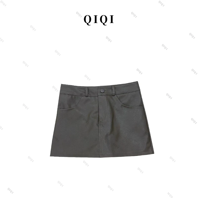 802黑色PU包臀小皮裙半身裙女秋冬季裤裙辣妹性感小黑裙高腰短裙