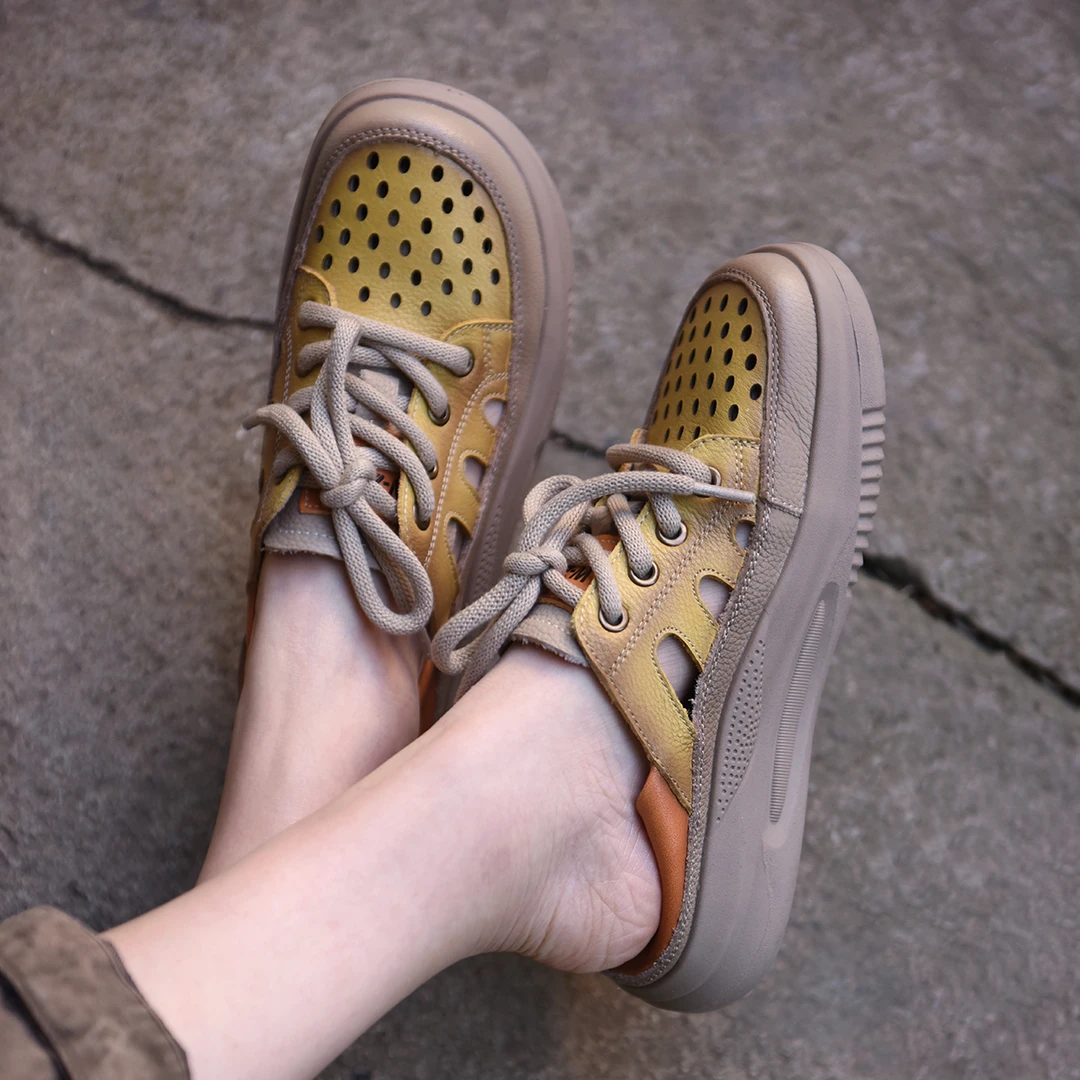 Artmu阿木镂空厚底休闲鞋真皮两穿凉鞋女款新款百搭德训鞋D2409-2