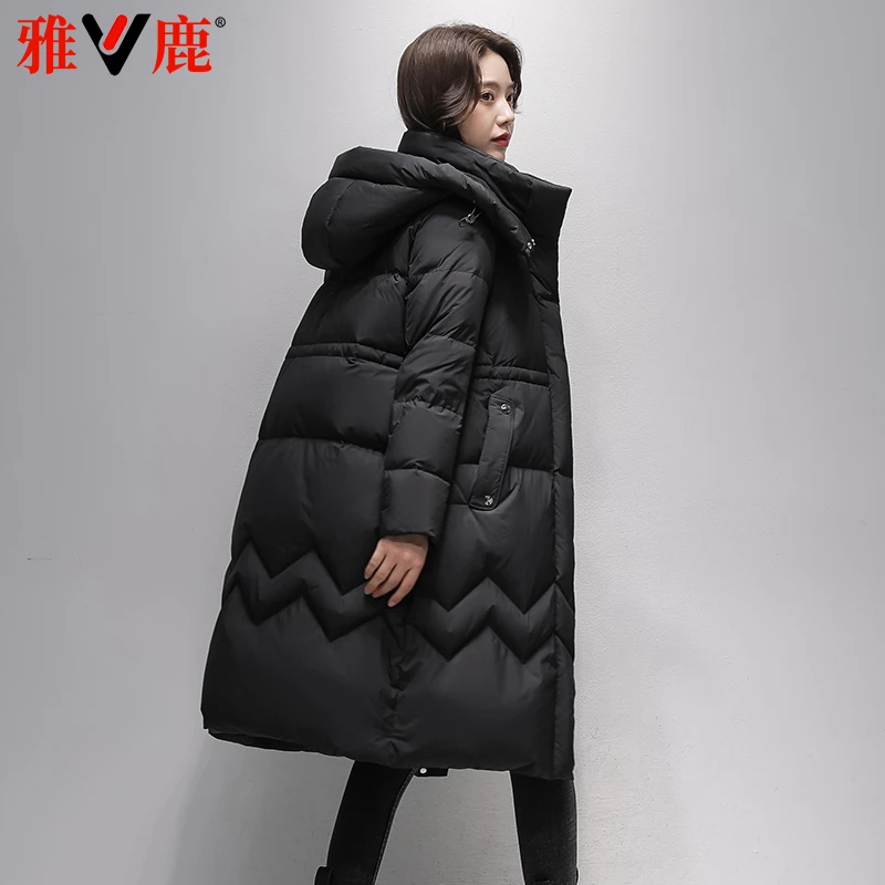 雅鹿2024冬季新款羽绒服女中长款时尚洋气收腰显瘦北方加厚外套
