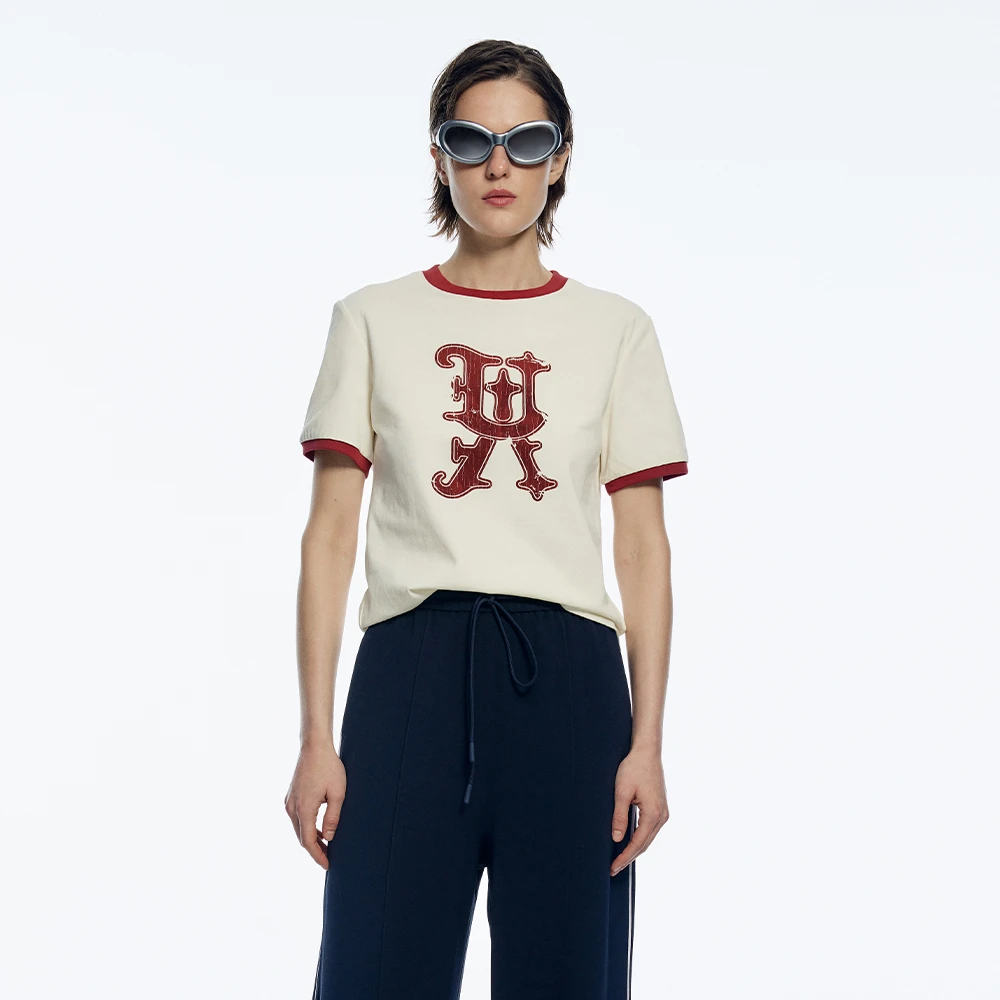 UOOYAA/乌丫2023夏季新款「航海」系列UY基础简约撞色T恤