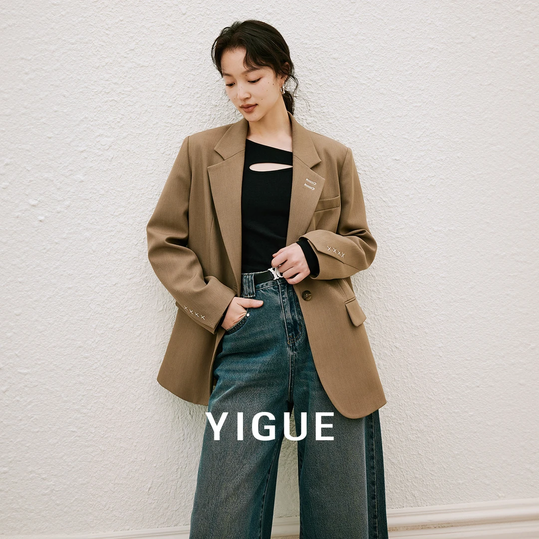 [大瑶]亦谷高级感西装新款垫肩显瘦设计感外套G4CAX065-2