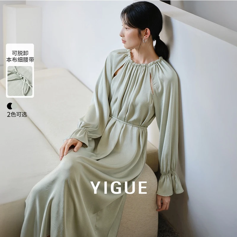 亦谷收腰显瘦连衣裙新款镂空设计气质长裙子G4AAL937