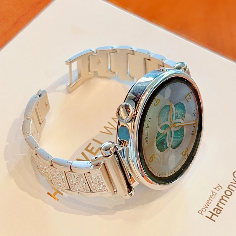 宝壳趣适用华为手表gt4/gt5碎钻表带watch4金属表带gt2/gt3pro女