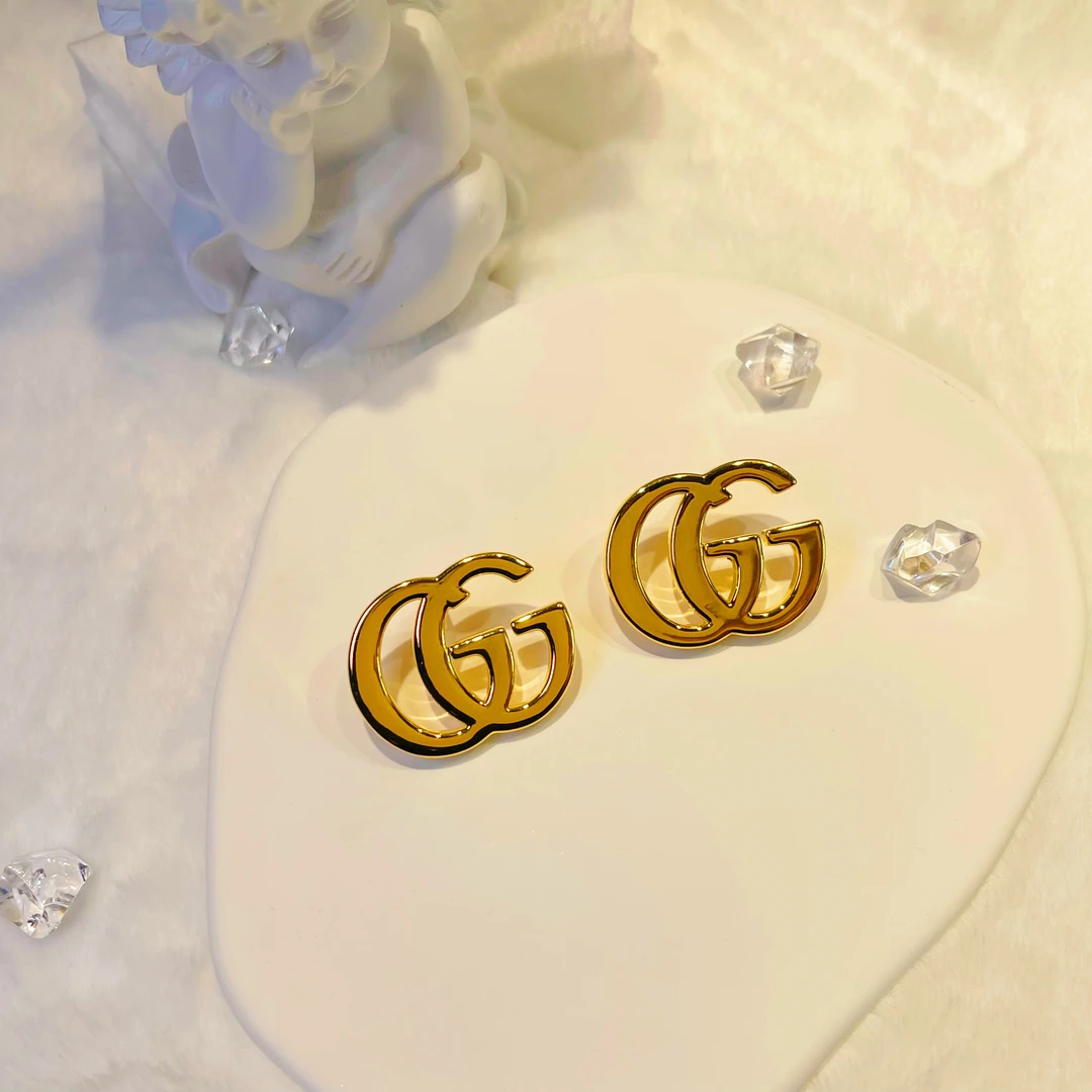 足金999黄金 5D无氰 时尚潮流百搭双G耳钉