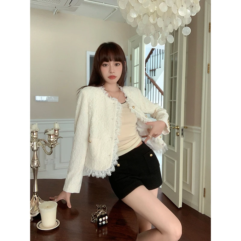 CHERI.Z设计感小香风秋季重工气质法式蕾丝高定感凯旋门短款外套