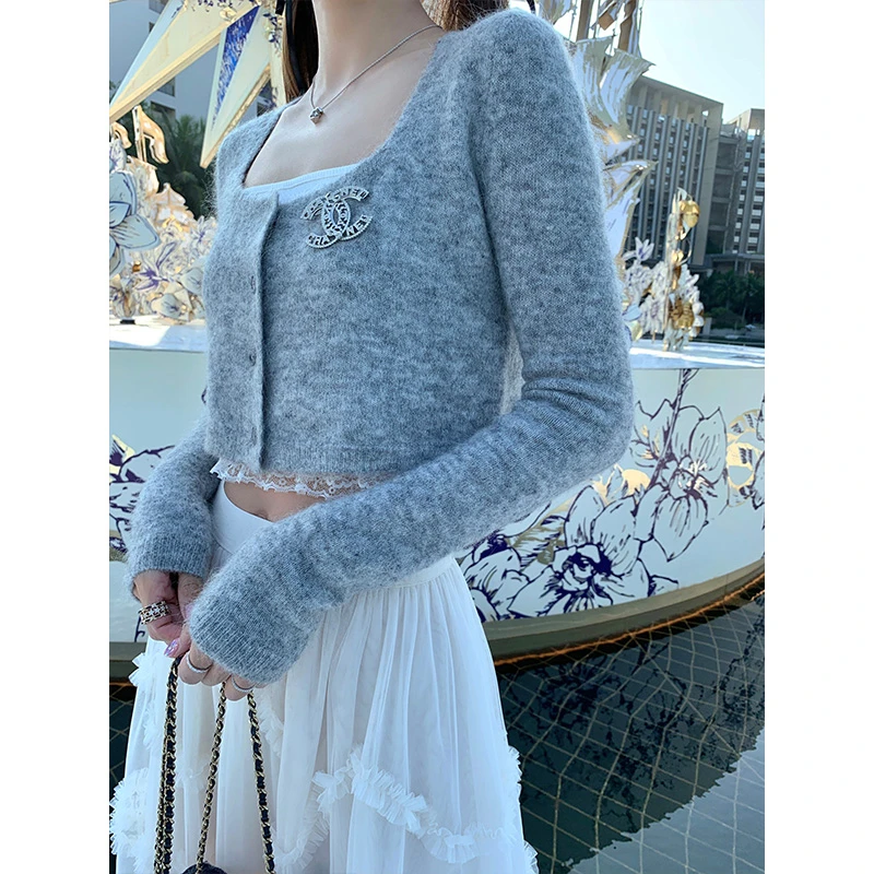 CHERI.Z清仓款（no退no换）早春针织衫毛衣混纺修身女装毛衫设计感